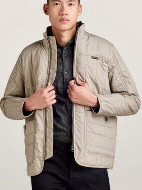 G-Star RAW Men's Liner Overshirt Quilted Jacket Grey Beige Sz L